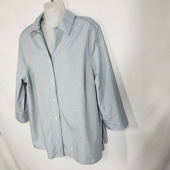 Chico's Womens Shirt Size 3 XL 16 Striped Mix Button-Down Wrinkle Resistant 3/4 - Picture 5 of 11